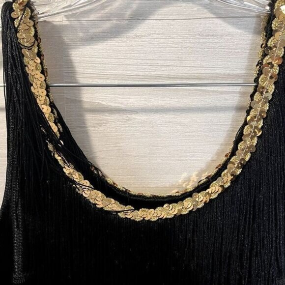 Women's Fashion Flapper Layered Fringe Dress‎ with Sequin Neckline - Picture 4 of 6